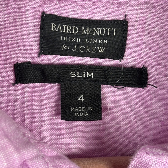 J. Crew Women Baird McNutt Irish Linen Slim Fit Button Up Shirt Sz 4 Pink Preppy - Picture 4 of 9